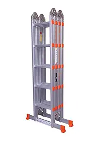 Prime Amaze Multipurpose (20Ft.) Made in India Foldable Aluminium Ladder - (with Scaffolding Plates & Platform) - 5Years Warranty