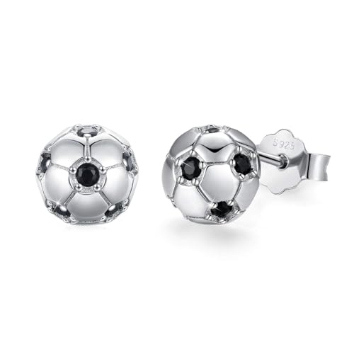 925 Sterling Silver Soccer Ball Earrings - Sports Jewelry Gifts for Women and Men
