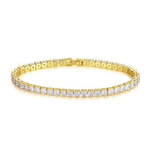Classic Square Moissanite Tennis Bracelet in 14K Gold for Women, Stylish Accessory, Great for Valentine's & Anniversaries