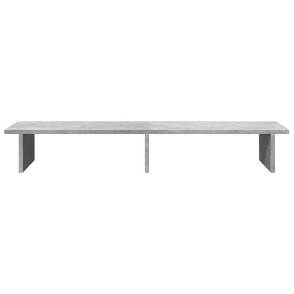 Supporto per monitor in legno grigio cemento, 100 x 27 x 15 cm, supporto per PC con ripiano per due monitor, organizer ergonomico da scrivania per ufficio e home office