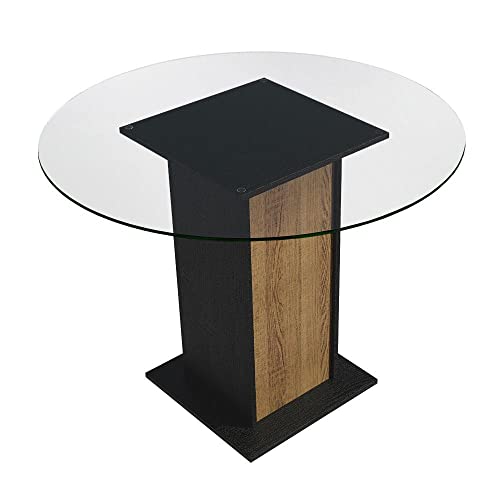 Top 5 Melhores Mesas Redondas para Comprar em 2025 17 Mesa de Jantar Redonda Madesa 5324 com Tampo de Vidro - Preto/rustic