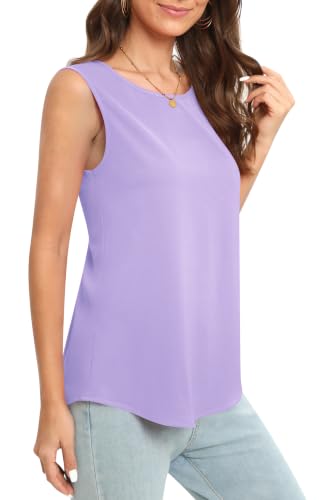 Image of Women's Sleeveless Chiffon Tank Top Business Casual Blouse Tunic Top