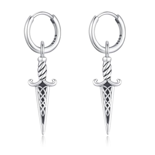 Pendientes de aro vikingos con punta de flecha REDSUN en plata de ley 925 para hombre y mujer