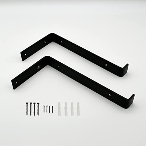 Pxzybd 2 Pcs Rustic Shelf Brackets, Industrial Metal Iron Shelf Supporter, Brackets for Scaffold Board Shelves, Wall-Mounted DIY Floating Shelving Brackets, with Screws,15cm(5.9in)