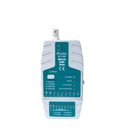 Testeur mini câbles LAN Pro'sKit MT-7058 pour RJ45 RJ11 BNC et détecteur de tension