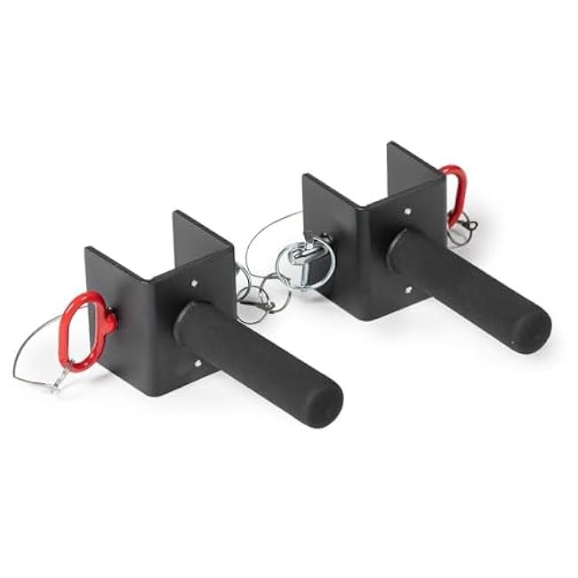 Titan Fitness Squat Handles Compatible with X-3 Series Power Rack, Sold as a Pair, Rack Mounted Dip Bar Station Attachments for 3 x 3 Tube Power Cage, Home Gym Rack Accessory