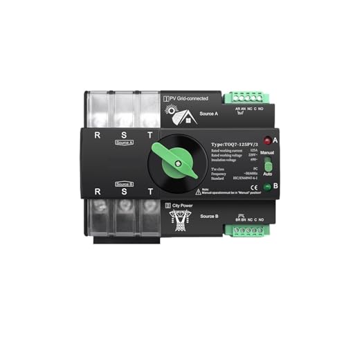 �]���X�C�b�`�A Automatic Transfer Switch DIN Rail Dual Power Multiple Amperages 2P/3P/4P 220V-230V(63a,4P L N 220V-230V)