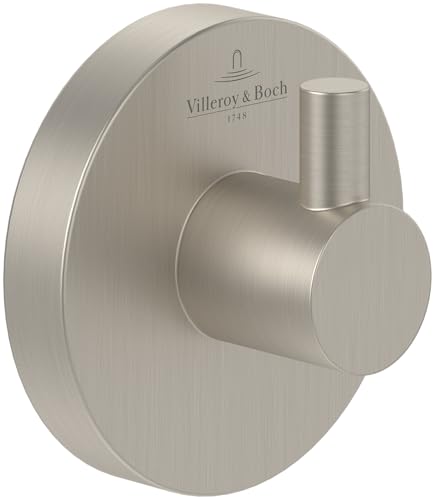 Villeroy & Boch Elements - Tender Towel Hook, Towel Holder for Wall Installation, Towel Hook Made from zinc, Bathroom Accessory, Round Bathroom Hook, 54 x 32 x 54 mm, Brushed Nickel Villeroy & Boch Elements - Tender Towel Hook, Towel Holder for Wall Installation, Towel Hook Made from zinc, Bathroom Accessory, Round Bathroom Hook, 54 x 32 x 54 mm, Brushed Nickel