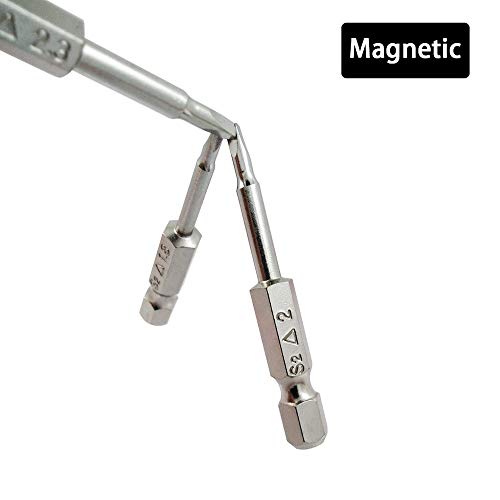 Wolfride 5Pcs 1/4 Inch Hex Shank Triangle Head Screwdriver Bit Set Triangle Shaped Triangular Tip Screwdriver Bit Triangle Srill Bit 50Mm Length |1.8Mm, 2Mm, 2.3Mm, 2.7Mm, 3Mm #TOP2