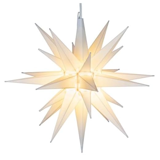 Elf Logic 14” Bright White LED Moravian Star Tree Topper - Hanging Outdoor/Indoor Christmas Tree Star Topper Light - Use as Holiday Decoration, Porch Light, Wedding and Ballroom Venue Decor
