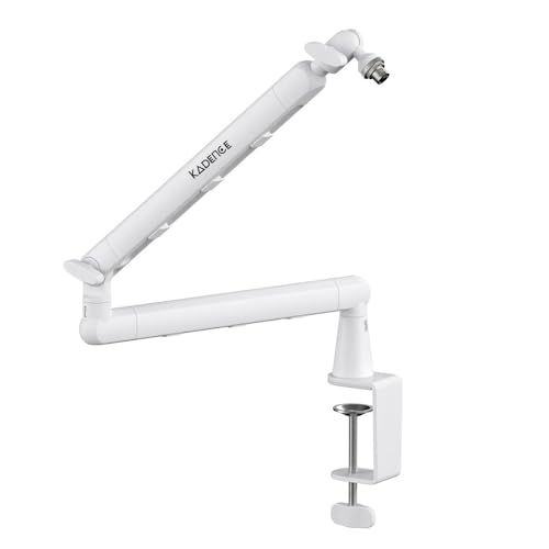 Image of Kadence NB55-WH Touring Series Professional Mic Boom Arm Stand | Heavy-Duty Steel Build & 1.5kg Load Capacity | 360 Adjustable Desk Mount | For Podcasting, Streaming & Studio Recording | White