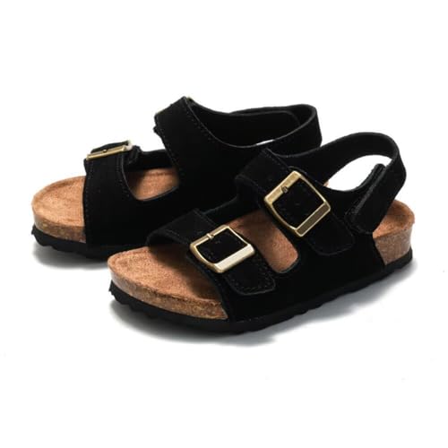 Boys Girls Summer Cork Footbed Slide Sandal, Adjustable Buckle Backstraps Arch Support Outdoor Sandals