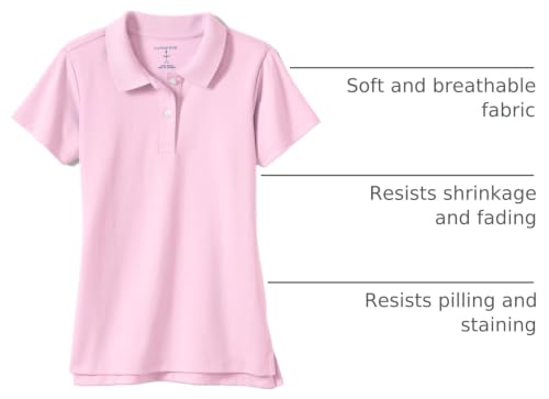 Image of Lands' End School Uniform Girls Short Sleeve Feminine Fit Interlock Polo Shirt