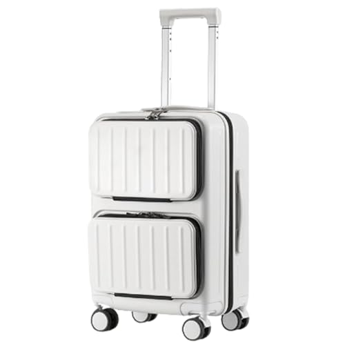 Universal Silent Wheel Suitcase, Thickened Box with Rounded Corners, 3-Layer Composite Structure Suitcase for Business Trips (Smoke White 20 inches)