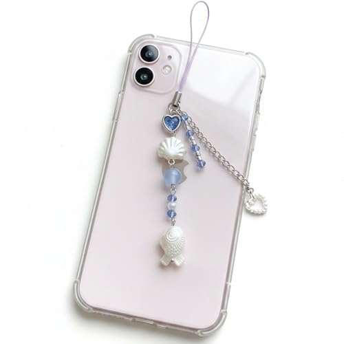 Image of SNOWY SHOP Korean Silver Bow Phone Charm - Cute Heart & Starfish Pendant | Aesthetic Korean Mobile Chain, Bag Hanging & Keychain Jewelry for Girls & Women