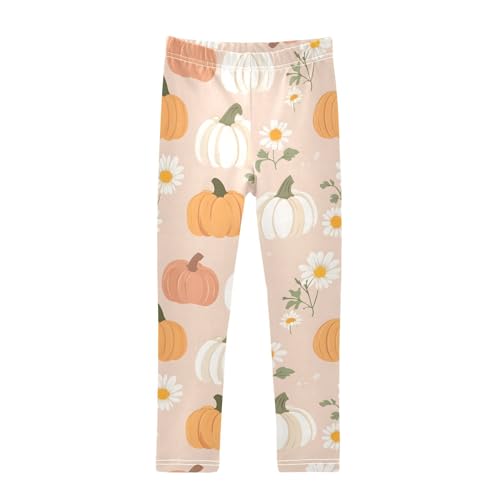 Autumn Pumpkins Daisy Girls Leggings Soft Stretch Workout Yoga Dance Pants for Kids Casual Tights