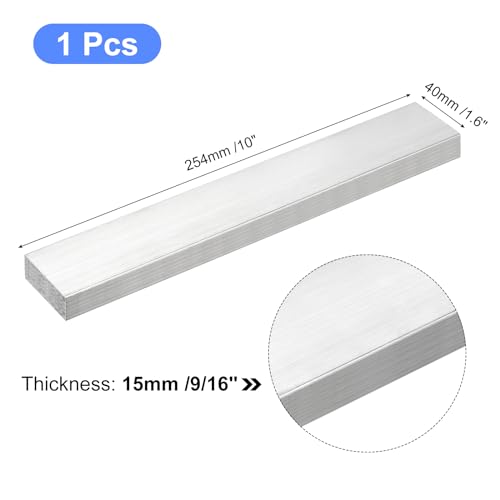 Image of uxcell Square Aluminum Flat Bar, 9 /16 inch Thick 1.6 inch Width 10 inch Length Square Aluminum Bar 6061 Aluminum Flat Plate, 15 x 40 x 254mm T6511 Solid New Mill Stock for Industrial Building