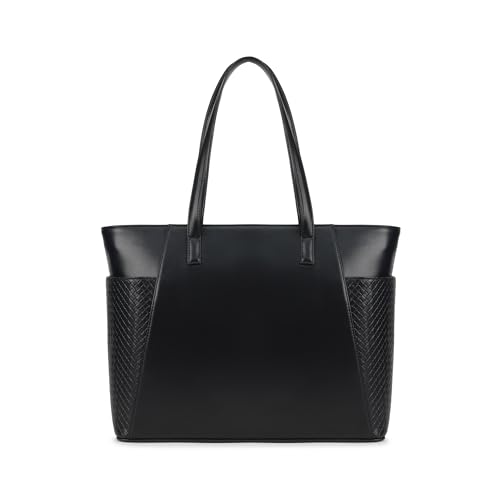 Image of Fastrack Gridlock Tote | Woven Faux-Leather Women's Handbag | Laptop Tote with Textured Side Pockets & Gold Hardware