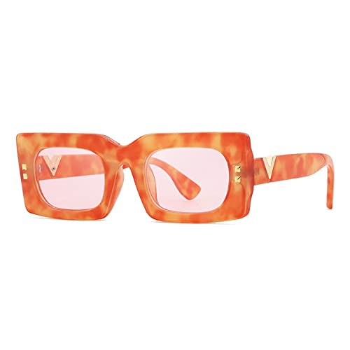 Lunettes de soleil carré femme petit cadre tendance avec clous de style