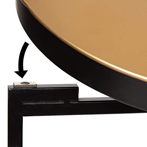 Image of Kate and Laurel Celia Round Foldable Tray Accent Table, 14 inch x 14 inch x 25.75 inch, Black and Gold, Modern Minimalist Design and Detachable Magnetic Tabletop