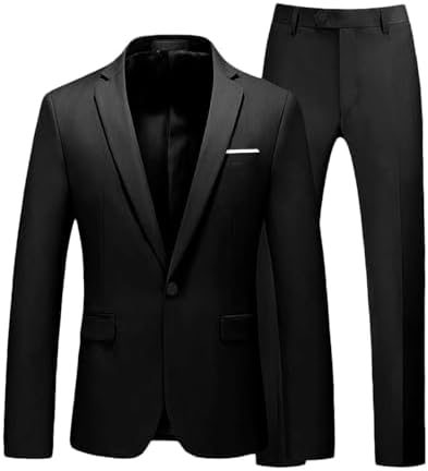 Mens Suits Regular Fit 2 Piece Suit Men One Button Blazer Pants Suit for Men Wedding Business Formal Suit