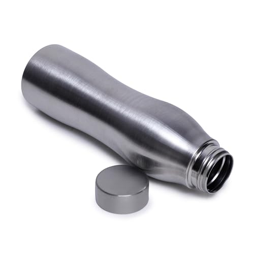 Image of HORNBILLS 1000 Stainless Steel Water Bottle 1 ltr, Single Walled, Leak Proof Lid, Rust Proof I For School, Office, Gym I Silver
