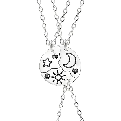Collier pendentif soleil et lune en argent sterling 925