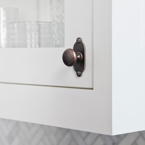 Image of Goo-Ki Antique Oil Rubbed Bronze Zinc Alloy Cabinet Large Knob with Backplate - Single Hole Center Cabinet Pull Hardware for Bedroom, Kitchen, 12 Pack(8611-G013)