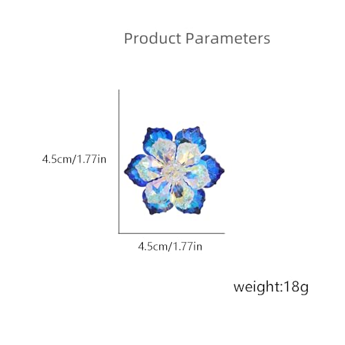 Image of Elegant Rhinestone Flower Brooch Pin for Women Handmade Shiny Crystal Snowflake Cherry Blossom Brooches Lapel Pins Dress Accessories Anniversary Wedding Jewelry