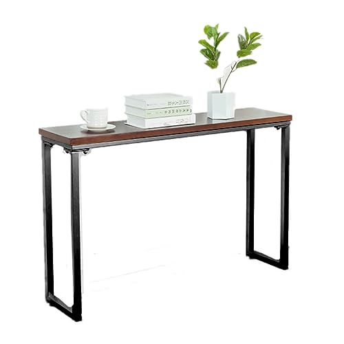 LaYiQimn Mesa de Consola Mesa de Consola para sofá, Mesa Auxiliar de Metal, mesas Altas, Mesa de Consola Estrecha con Tablero de Madera Maciza, Mesa de Entrada Moderna para Pasillo y Sala de Estar