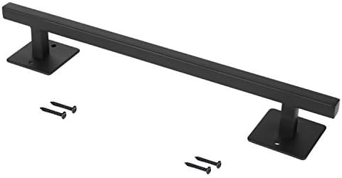 SMARTSTANDARD 12” Antique Rustic Handmade Barn Door Handle, Black Flush Square Base Handle Pull, for Gate, Garage, Sheds