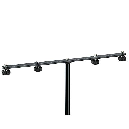 Image of K&M Konig & Meyer 23600.500.55 Microphone Bar Mount Up to Four Mics or Boom Arms | ⅝ inch Threaded Connector | Swivels 360 | All One Piece | Steel Construction Made in Germany Black