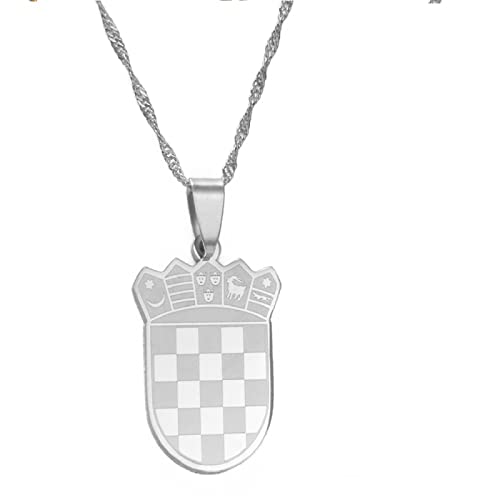 YUANYIRAN Kroatischer Charme Anhänger Halsketten-National Flagge Hip Hop Trendy Klassisches Persönlichkeit Design Für Unisex Kroatische Karten Ketten Charme Schmuck Patriotische Glücks Geschenke Cover