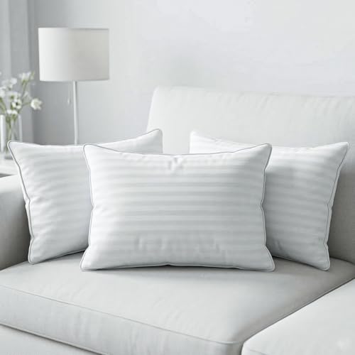 Image of AYKA Microfiber Cushion Filler Set of 3 (12x18 Inch) | Soft & Fluffy Sofa Cushions Inserts | Premium Polyester Fiber Throw Pillows for Sofa, Couch, Bed & Living Room Decor | White