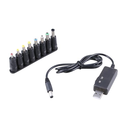 Trufolxiaz USB A DC5V 9V 12V Adaptador Convertidor Cable USB A 8pcs DC-Jack para Enrutador Altavoz Ventilador WiFi Conector Banco Carga