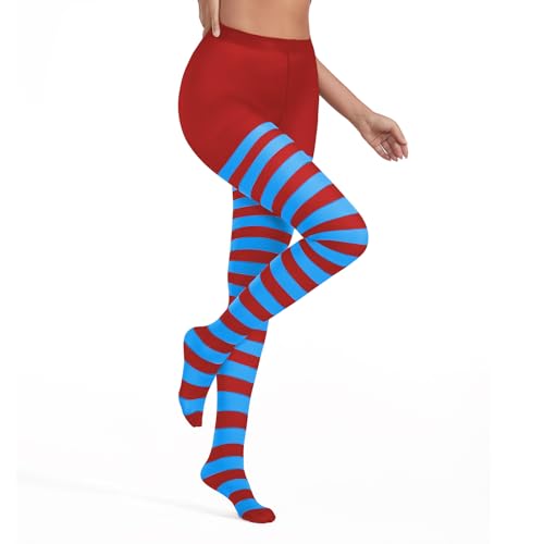 Image of American Trends Striped Tights for Women Witch Tights Halloween Costume Stretchy Pantyhose Stockings