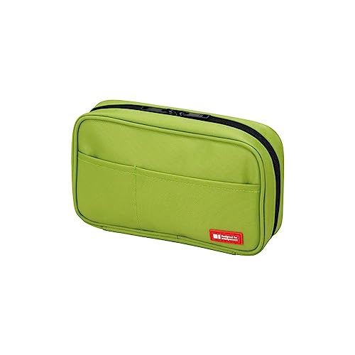 Image of LIHIT LAB Large Capacity Zipper Pencil Case For School Office College, Big Capacity 4 Compartments Pencil Bag Holder Adults Teen Boys Girls, Travel Cosmetics Storage, Yellow Green (A7551-6)
