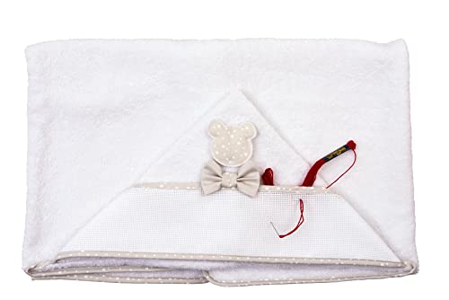 Sortie de Bain en Éponge de Coton Filet | Douceur Durable et Broderie Aïda