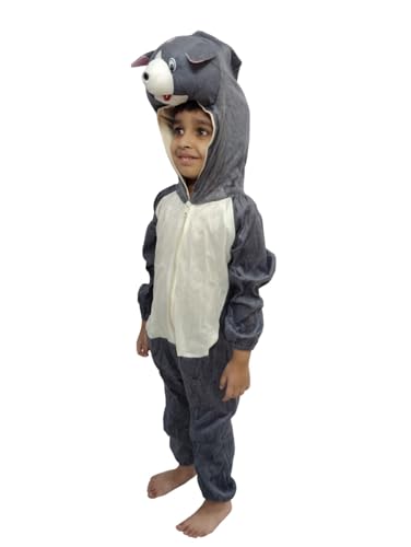 Image of BookMyCostume Grey Mischievous Cat Cartoon Kids Fancy Dress Costume 5-6 years