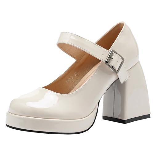 厚底チャンキーヒールパンプス