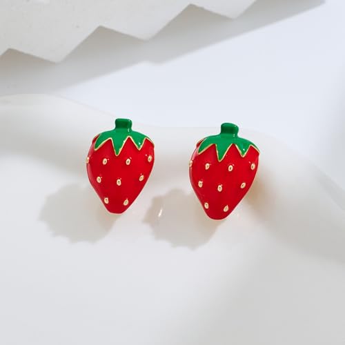 Aretes Clip On de Fresa para Mujer Rojo miniatura 5