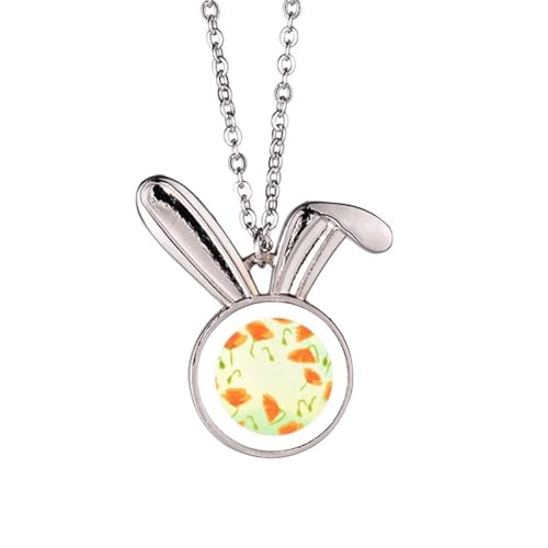 Collier lapin avec pendentif peint décor fleurs bijoux animal