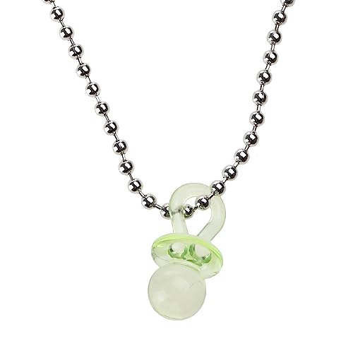 LLINthy Collar con colgante de chupetes para mujer, cadena de cuentas, cadena de clavícula, regalo dulce y genial, Resina y aleación