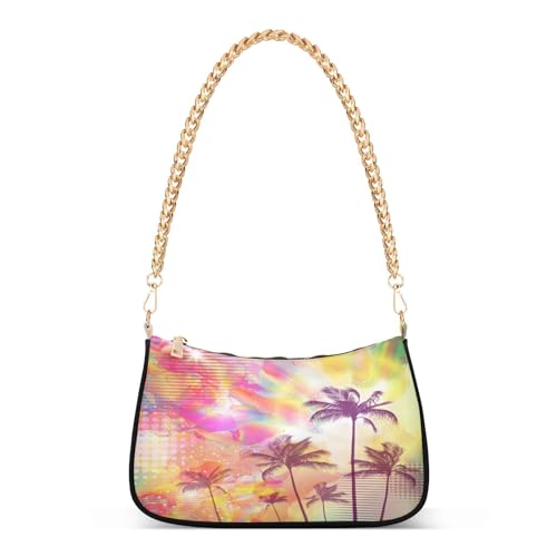 Shoulder Bags for Women Palm Tree Hobo Tote Handbag Small Clutch Purse with Zipper Closure