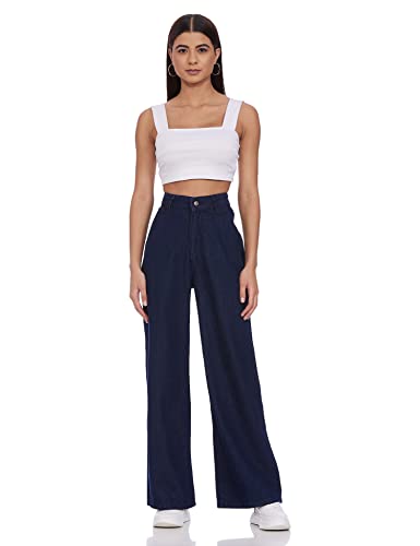 Image of AKA CHIC Women Wide Leg High Rise Cotton Non Stretchable Jeans