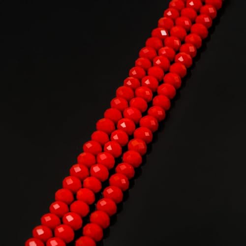 Image of 350pcs Czech Faceted Rondelle Crystal Glass Beads 8mm Bulk Coral red
