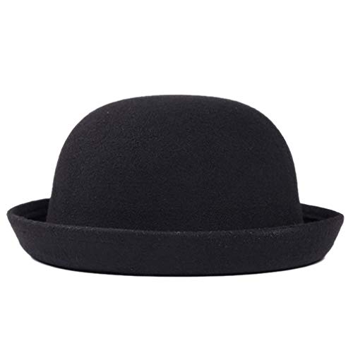 Elee Child Girls Vintage Wool Felt Bowler Hat Caps Derby Cap Dome Hat (#1 Black)