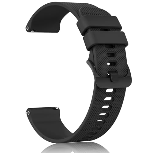 Yisica 20mm 22mm Bracelet Montre Silicone, Souple Caoutchouc Bracelet de Replacement, Dégagement Rapide Intelligente Bracelets pour Homme Femme (Noir, 22mm)