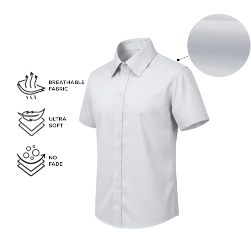 Image of Lilax Boys Classic Short Sleeve Button Down Casual Solid Dress Shirt