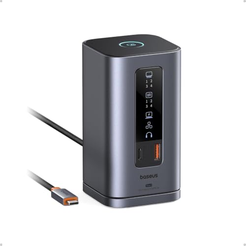 Baseus Spacemate Docking Station 11-in-1 USB-C Dock for Windows Laptop Triple Display with 4K HDMI & DP 10Gbps USB-C & USB-A Ethernet Audio 100W PD Charging for Dell HP Lenovo Acer and More